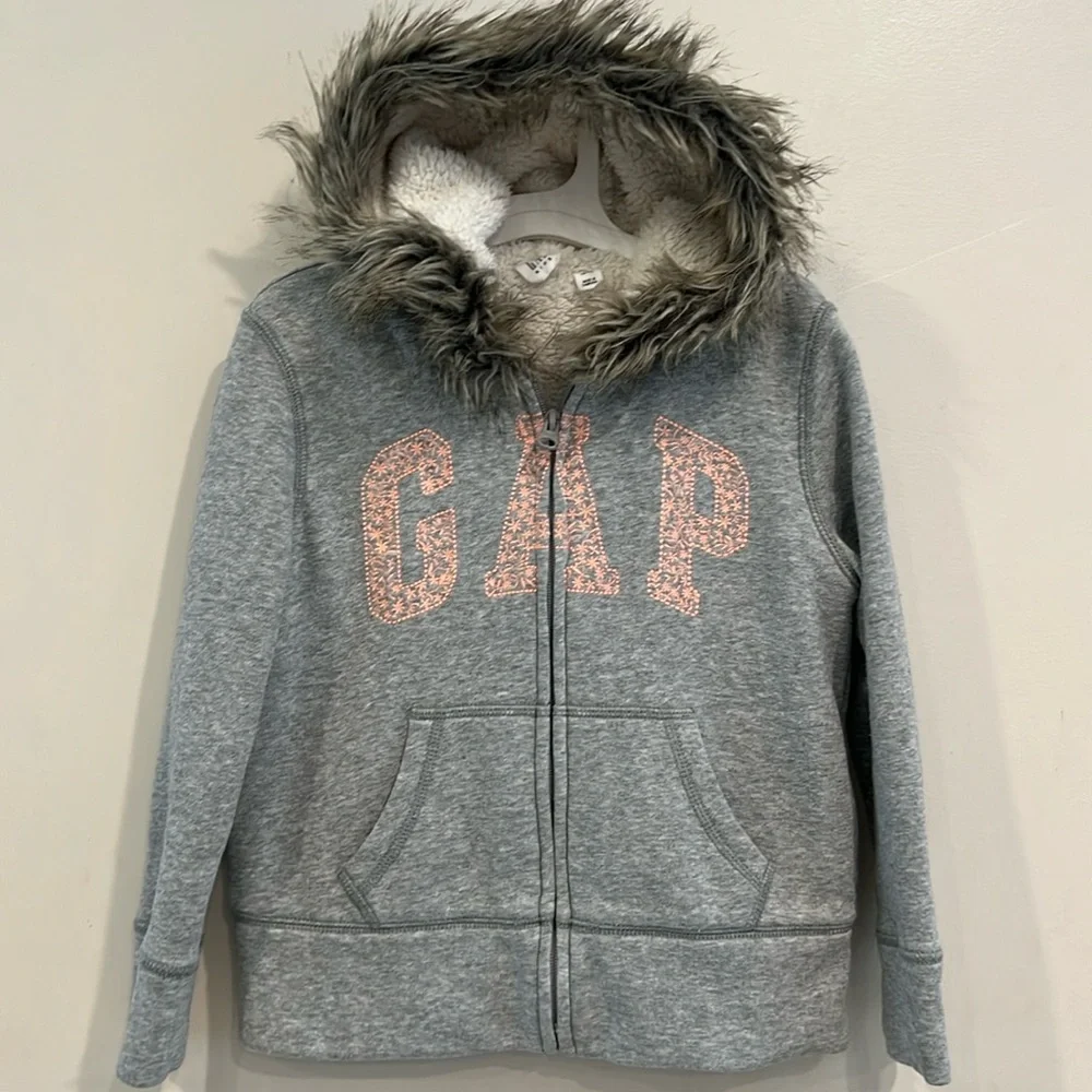 Gap‎ Girls Grey Zip Up Hoodie Jacket  Size 6-7
